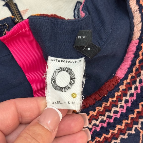 NEW Anthropologie Akemi & Kin Embroidered Southwestern Tribal Boho Dress Size 14 - Picture 13 of 16